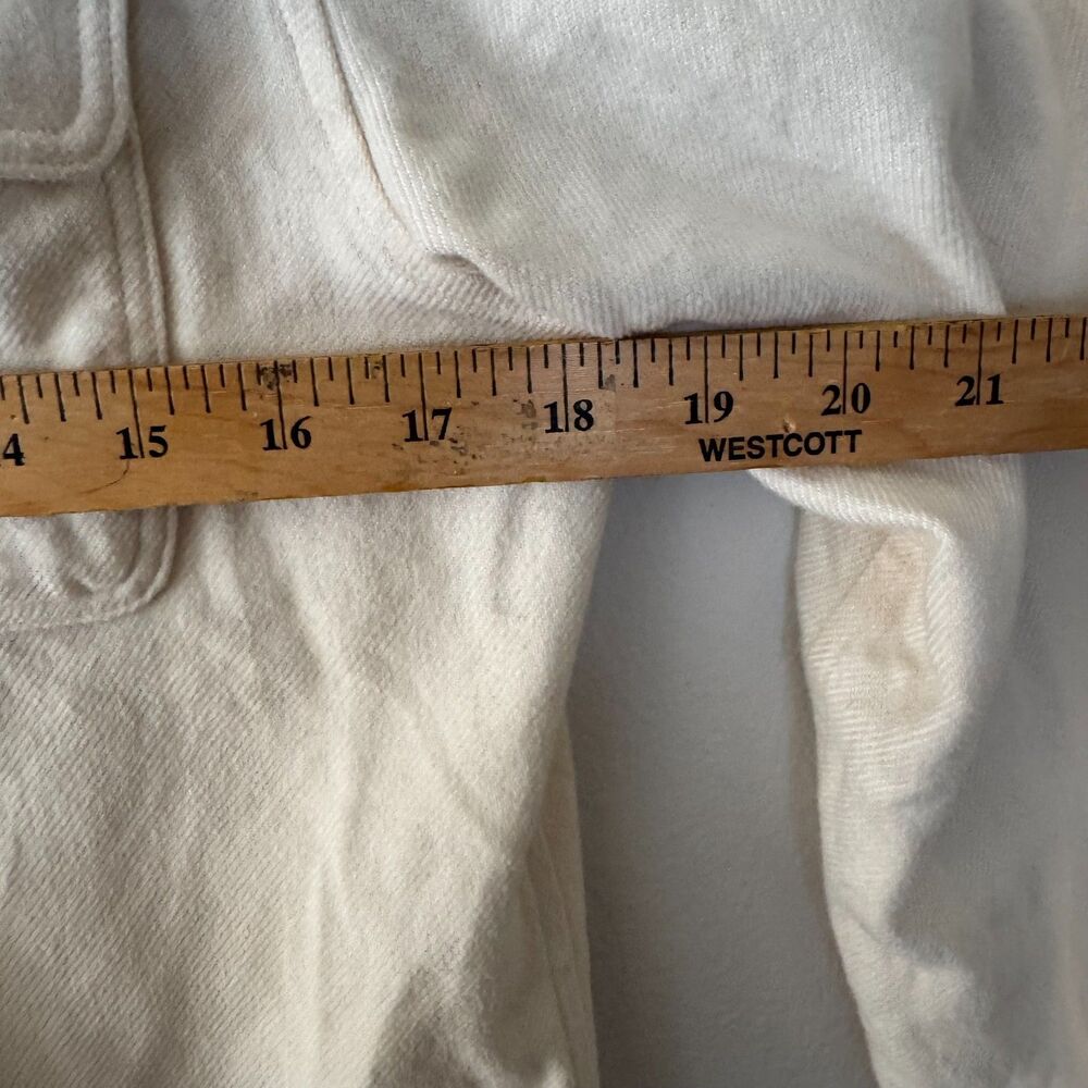 Patagonia Worn Wear Organic Cotton Cream Flannel Shirt Smiley Patch Womens M - Picture 15 of 16